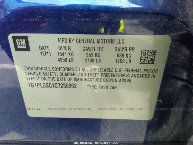 Photo 8 VIN: 1G1PL5SC1C7239362 - CHEVROLET CRUZE 