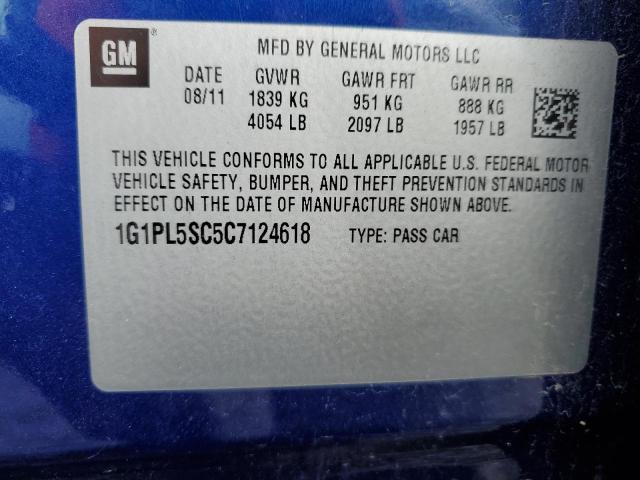 Photo 11 VIN: 1G1PL5SC5C7124618 - CHEVROLET CRUZE LT 