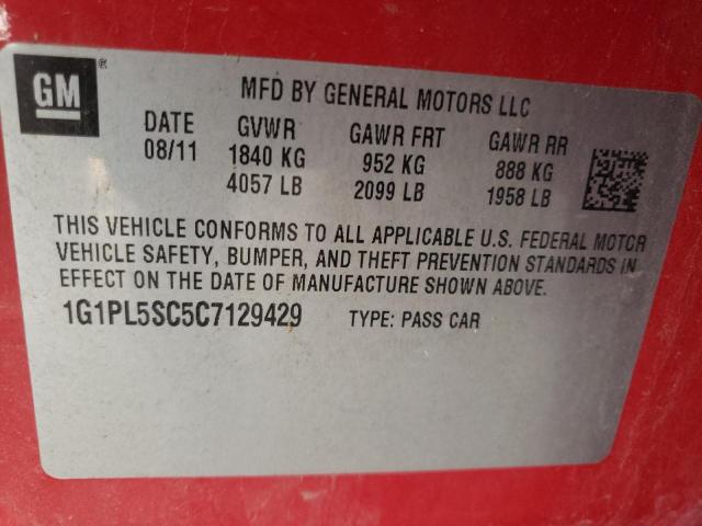 Photo 9 VIN: 1G1PL5SC5C7129429 - CHEVROLET CRUZE LT 