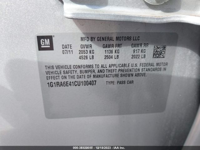 Photo 8 VIN: 1G1RA6E41CU100407 - CHEVROLET VOLT 