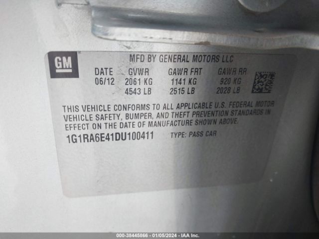 Photo 8 VIN: 1G1RA6E41DU100411 - CHEVROLET VOLT 