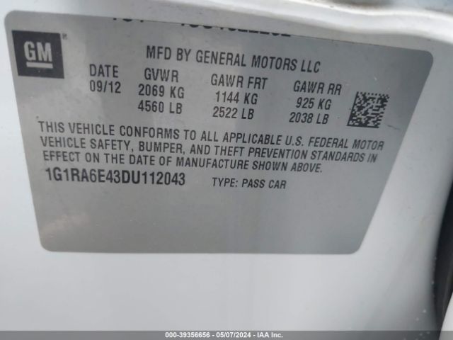 Photo 8 VIN: 1G1RA6E43DU112043 - CHEVROLET VOLT 