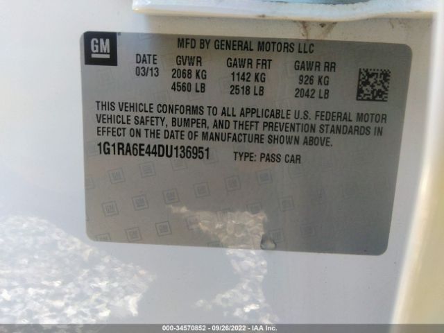 Photo 8 VIN: 1G1RA6E44DU136951 - CHEVROLET VOLT 