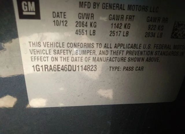 Photo 8 VIN: 1G1RA6E46DU114823 - CHEVROLET VOLT 