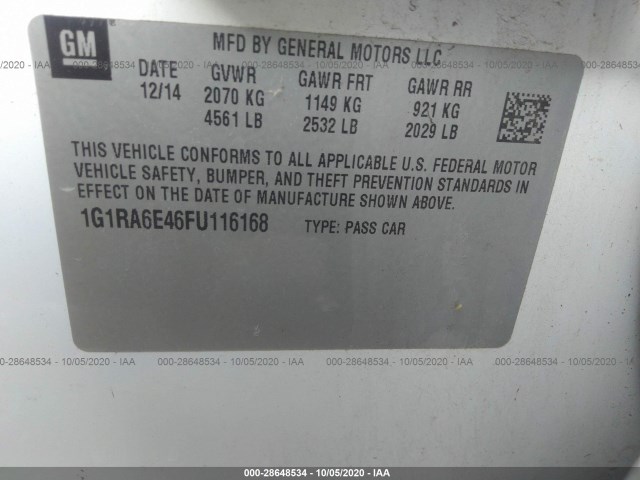 Photo 8 VIN: 1G1RA6E46FU116168 - CHEVROLET VOLT 