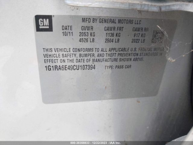 Photo 8 VIN: 1G1RA6E49CU107394 - CHEVROLET VOLT 