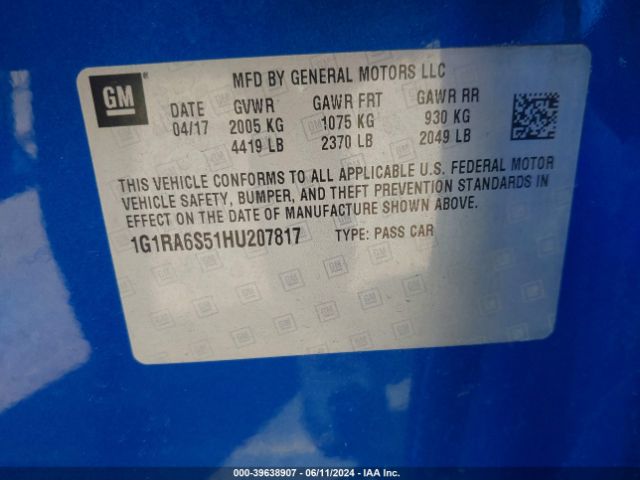 Photo 8 VIN: 1G1RA6S51HU207817 - CHEVROLET VOLT 