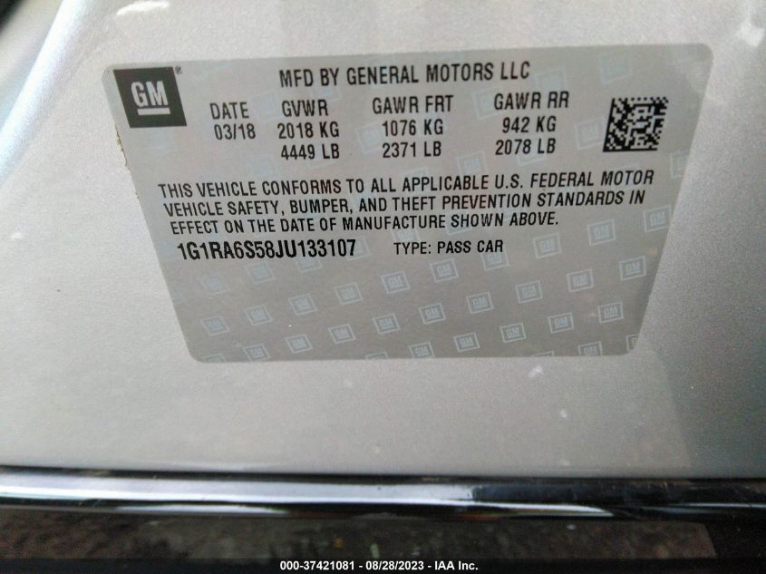 Photo 8 VIN: 1G1RA6S58JU133107 - CHEVROLET VOLT 