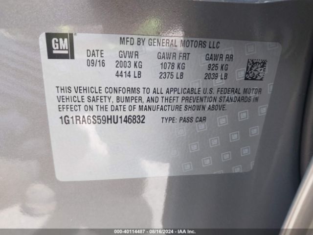 Photo 8 VIN: 1G1RA6S59HU146832 - CHEVROLET VOLT 