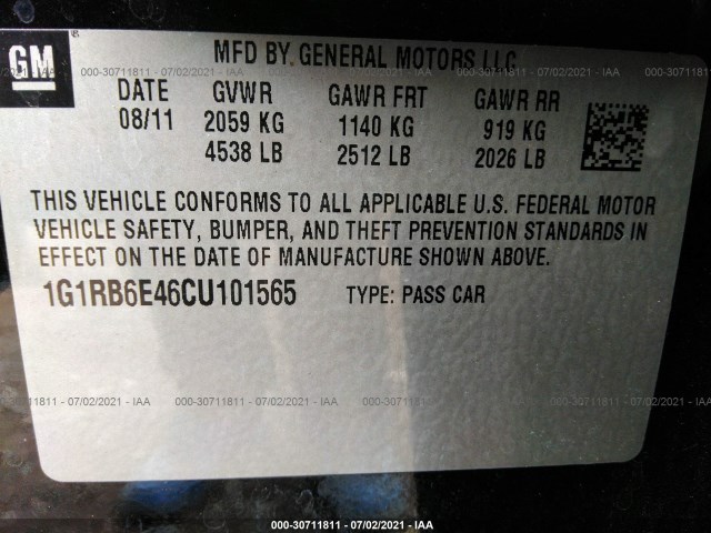 Photo 8 VIN: 1G1RB6E46CU101565 - CHEVROLET VOLT 