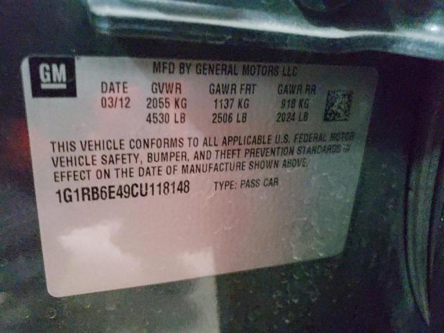 Photo 9 VIN: 1G1RB6E49CU118148 - CHEVROLET VOLT 