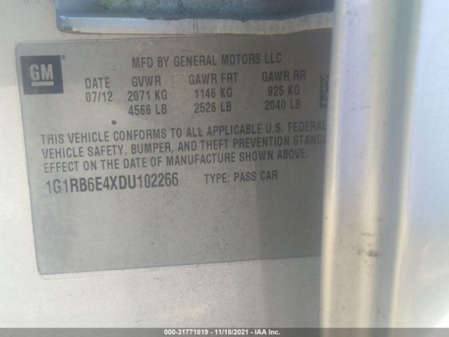 Photo 8 VIN: 1G1RB6E4XDU102266 - CHEVROLET VOLT 