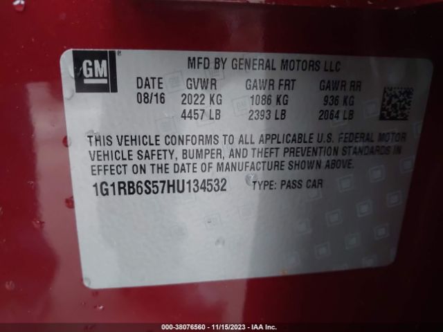 Photo 8 VIN: 1G1RB6S57HU134532 - CHEVROLET VOLT 