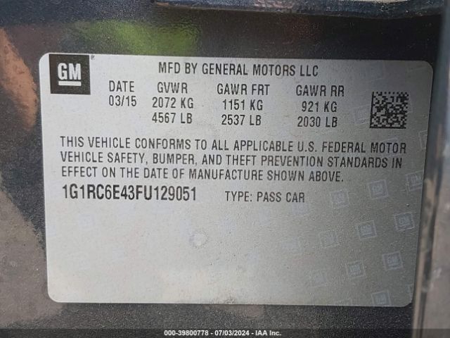 Photo 8 VIN: 1G1RC6E43FU129051 - CHEVROLET VOLT 