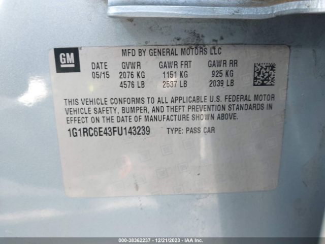 Photo 8 VIN: 1G1RC6E43FU143239 - CHEVROLET VOLT 