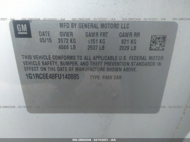 Photo 8 VIN: 1G1RC6E48FU140885 - CHEVROLET VOLT 