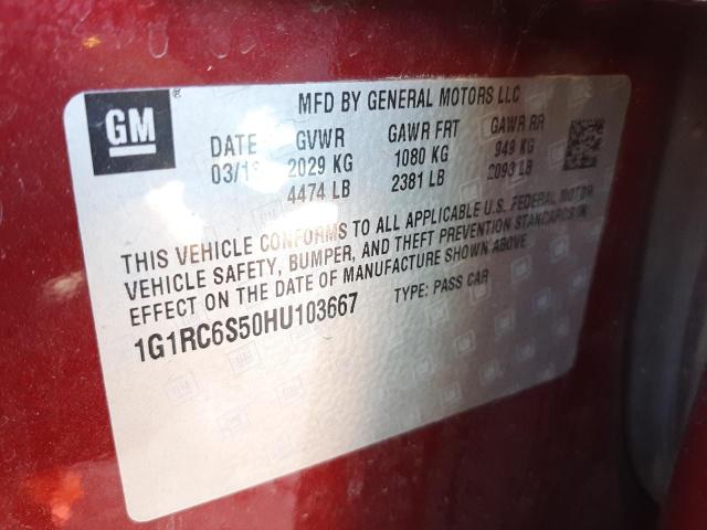 Photo 9 VIN: 1G1RC6S50HU103667 - CHEVROLET VOLT LT 