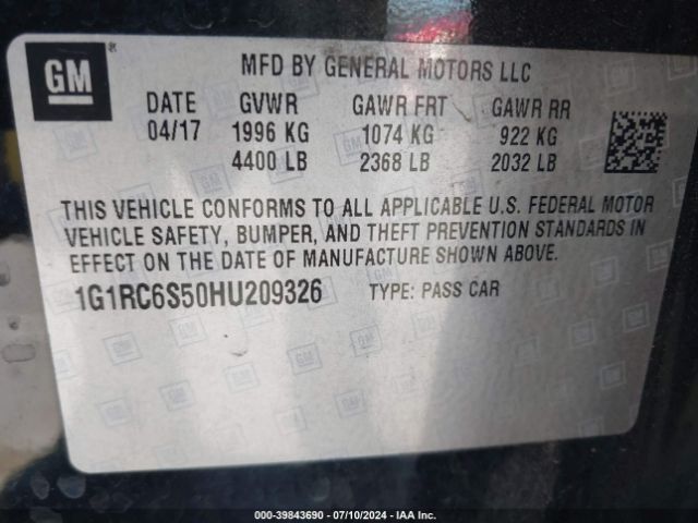 Photo 8 VIN: 1G1RC6S50HU209326 - CHEVROLET VOLT 