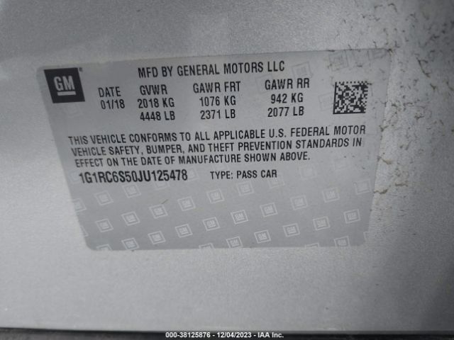 Photo 8 VIN: 1G1RC6S50JU125478 - CHEVROLET VOLT 