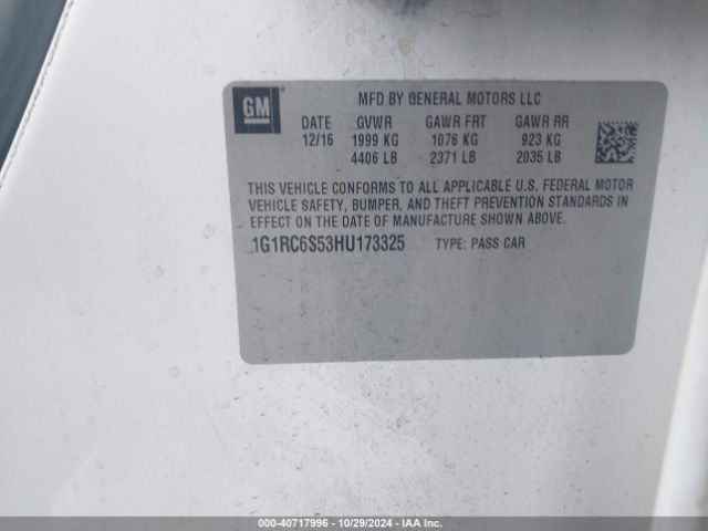 Photo 8 VIN: 1G1RC6S53HU173325 - CHEVROLET VOLT 