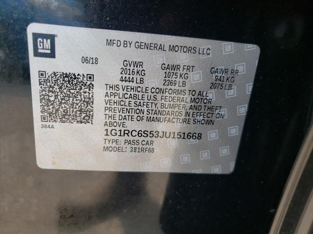 Photo 9 VIN: 1G1RC6S53JU151668 - CHEVROLET VOLT LT 