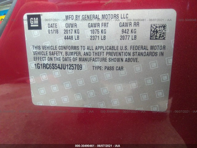 Photo 8 VIN: 1G1RC6S54JU125709 - CHEVROLET VOLT 