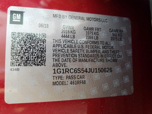 Photo 9 VIN: 1G1RC6S54JU150626 - CHEVROLET VOLT LT 