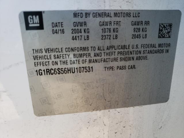 Photo 9 VIN: 1G1RC6S56HU107531 - CHEVROLET VOLT LT 