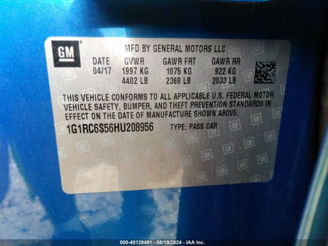 Photo 8 VIN: 1G1RC6S56HU208956 - CHEVROLET VOLT 