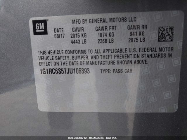 Photo 8 VIN: 1G1RC6S57JU106393 - CHEVROLET VOLT 