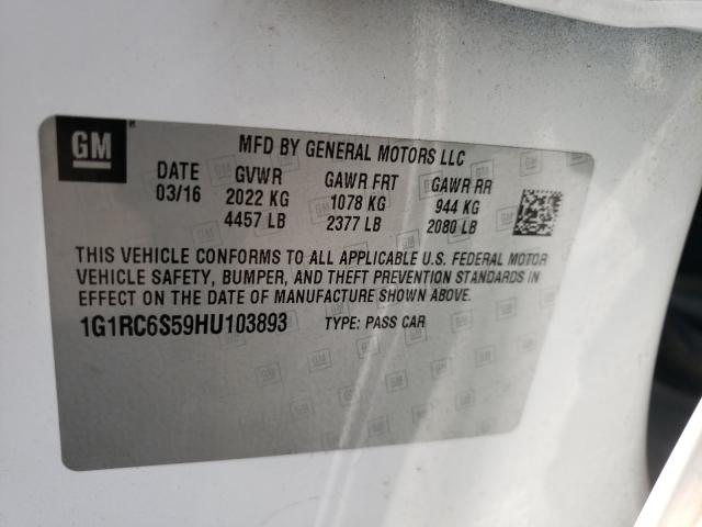 Photo 9 VIN: 1G1RC6S59HU103893 - CHEVROLET VOLT LT 