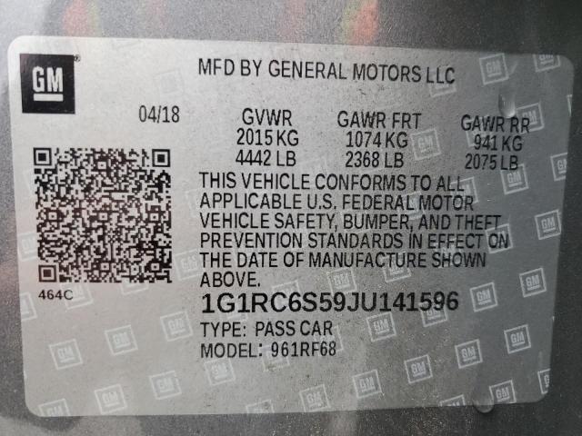 Photo 9 VIN: 1G1RC6S59JU141596 - CHEVROLET VOLT LT 