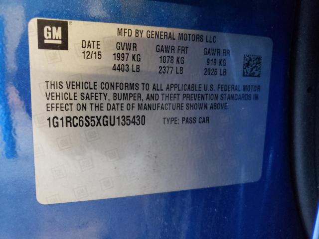 Photo 12 VIN: 1G1RC6S5XGU135430 - CHEVROLET VOLT LT 