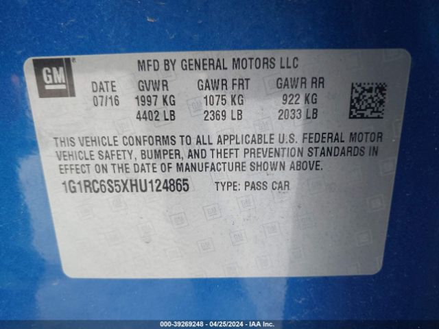 Photo 8 VIN: 1G1RC6S5XHU124865 - CHEVROLET VOLT 