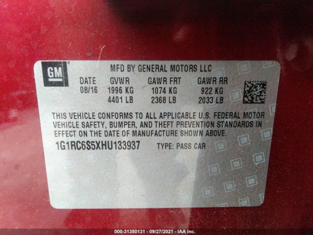 Photo 8 VIN: 1G1RC6S5XHU133937 - CHEVROLET VOLT 