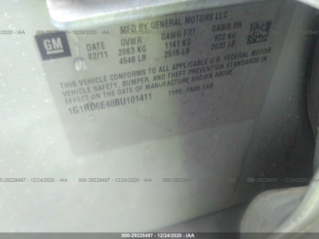 Photo 8 VIN: 1G1RD6E40BU101411 - CHEVROLET VOLT 