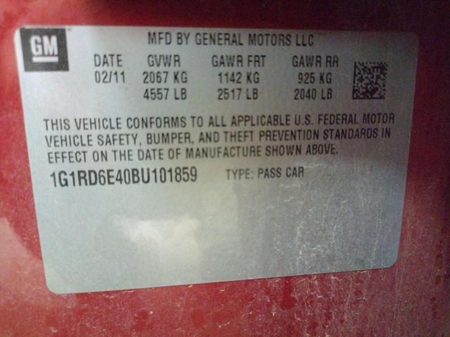 Photo 9 VIN: 1G1RD6E40BU101859 - CHEVROLET VOLT 