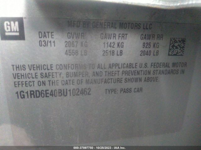 Photo 8 VIN: 1G1RD6E40BU102462 - CHEVROLET VOLT 