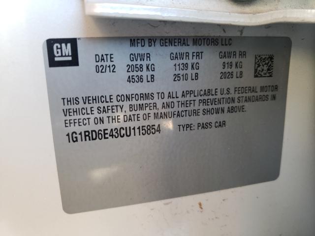 Photo 9 VIN: 1G1RD6E43CU115854 - CHEVROLET VOLT 