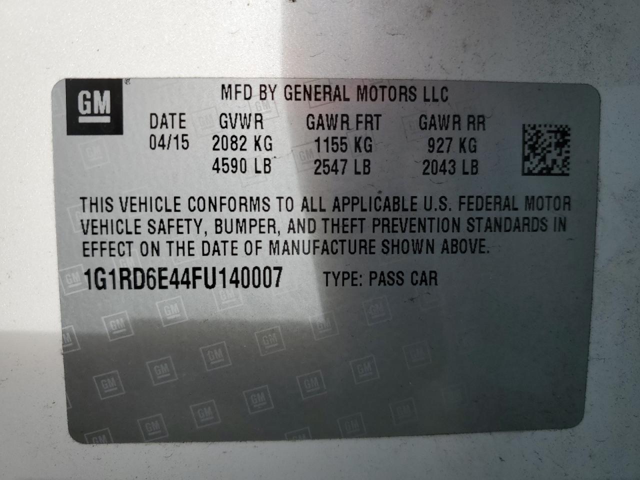 Photo 12 VIN: 1G1RD6E44FU140007 - CHEVROLET VOLT 