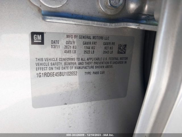 Photo 8 VIN: 1G1RD6E45BU102652 - CHEVROLET VOLT 