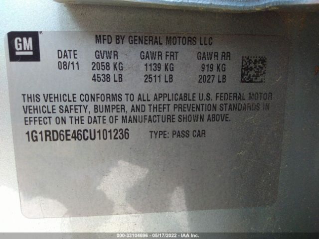 Photo 8 VIN: 1G1RD6E46CU101236 - CHEVROLET VOLT 