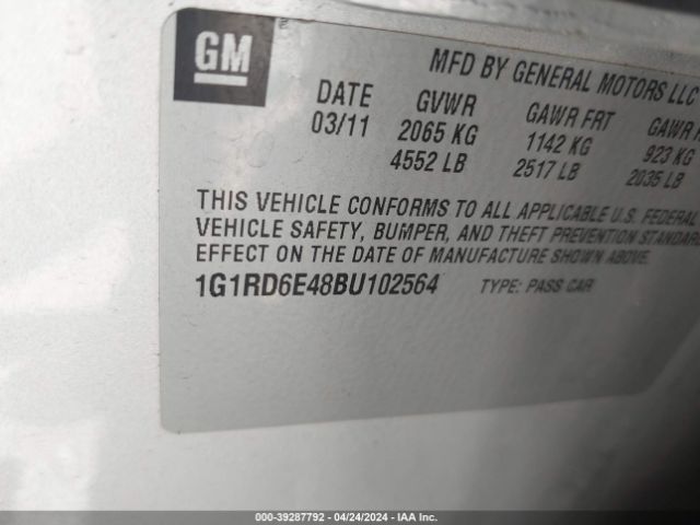 Photo 8 VIN: 1G1RD6E48BU102564 - CHEVROLET VOLT 