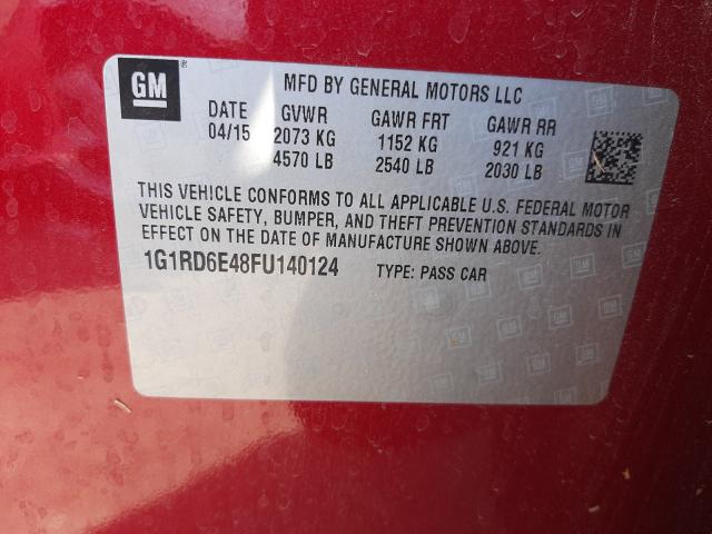 Photo 9 VIN: 1G1RD6E48FU140124 - CHEVROLET VOLT 