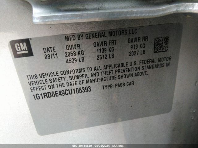 Photo 8 VIN: 1G1RD6E49CU105393 - CHEVROLET VOLT 