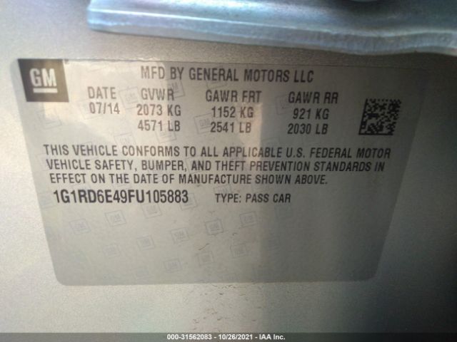 Photo 8 VIN: 1G1RD6E49FU105883 - CHEVROLET VOLT 