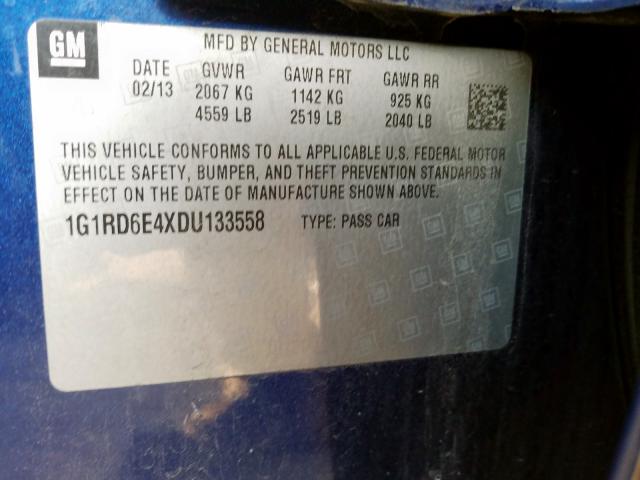 Photo 9 VIN: 1G1RD6E4XDU133558 - CHEVROLET VOLT 