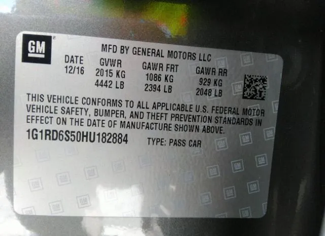 Photo 8 VIN: 1G1RD6S50HU182884 - CHEVROLET VOLT 