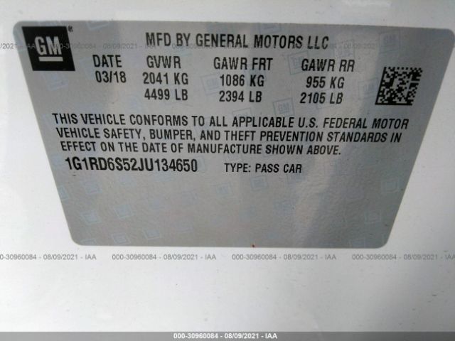 Photo 8 VIN: 1G1RD6S52JU134650 - CHEVROLET VOLT 