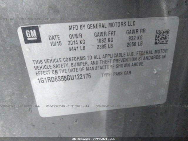 Photo 8 VIN: 1G1RD6S55GU122176 - CHEVROLET VOLT 